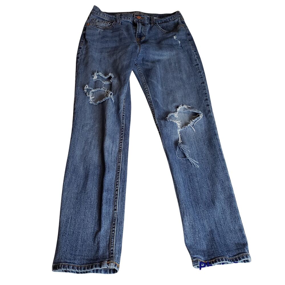 Old Navy Jeans Womens 4 Denim Regular Boyfriend Distressed Straight Droit Blue